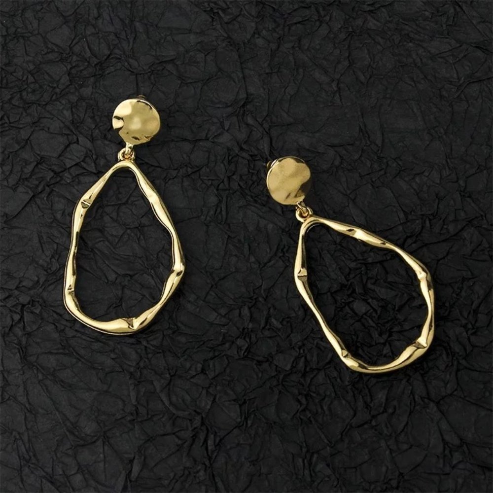 Irregular Hoop Dangle Earrings - Picture 3 of 8